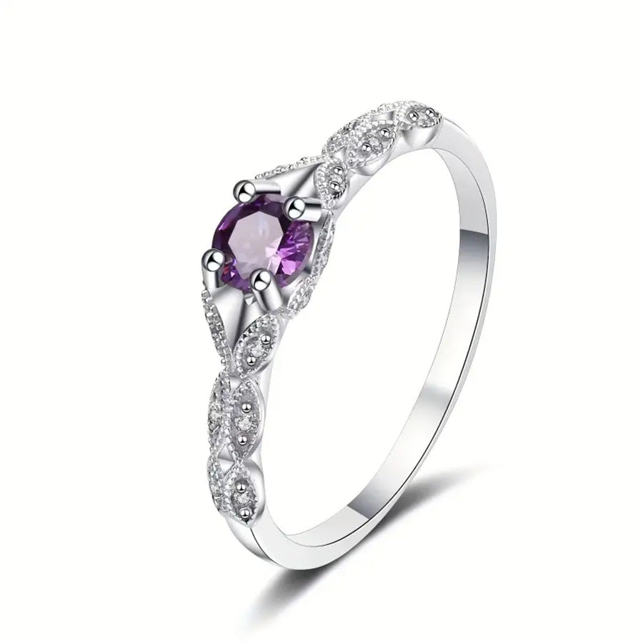 ZEVORA Amelys Fern Ring – Handmade White Gold & Amethyst Jewelry