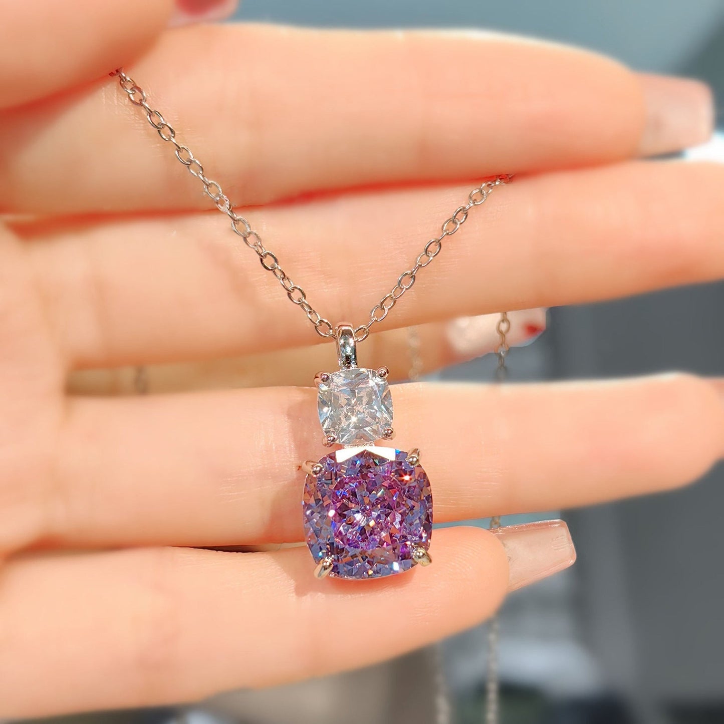 ZEVORA Adeline Violetta White Gold Jewelry Set – Handmade & Hypoallergenic