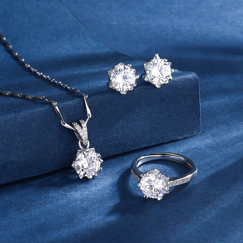 ZEVORA Aria Snowflake Jewelry Set – White Gold