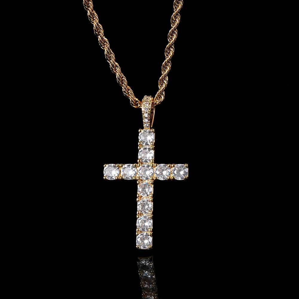 ZEVORA Moissanite Cross Necklace – Gold