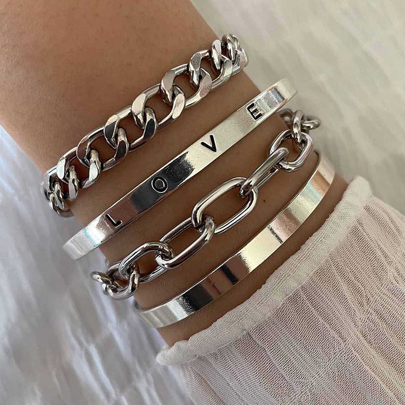 ZEVORA Elan Mercer Bracelet Set – Handmade White Gold Jewelry Set