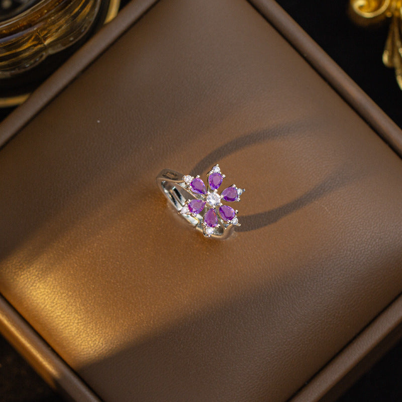 ZEVORA Amethyst Bloom Jewelry Set – White Gold