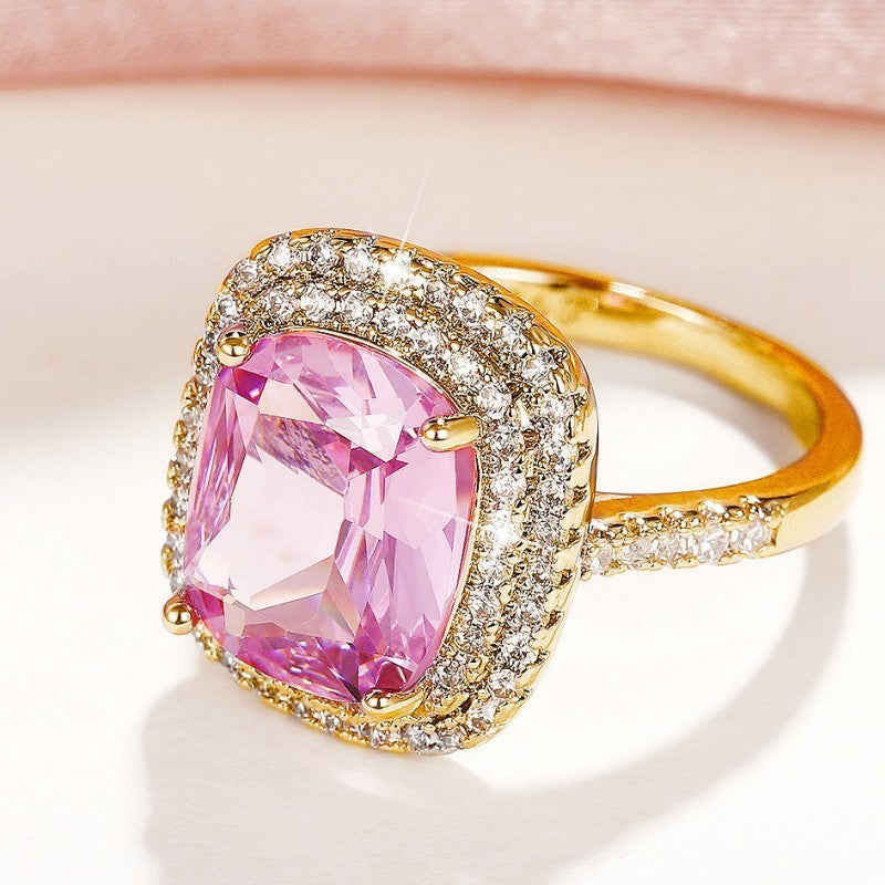 Cushion Pink Sapphire Ring | Rose Gold