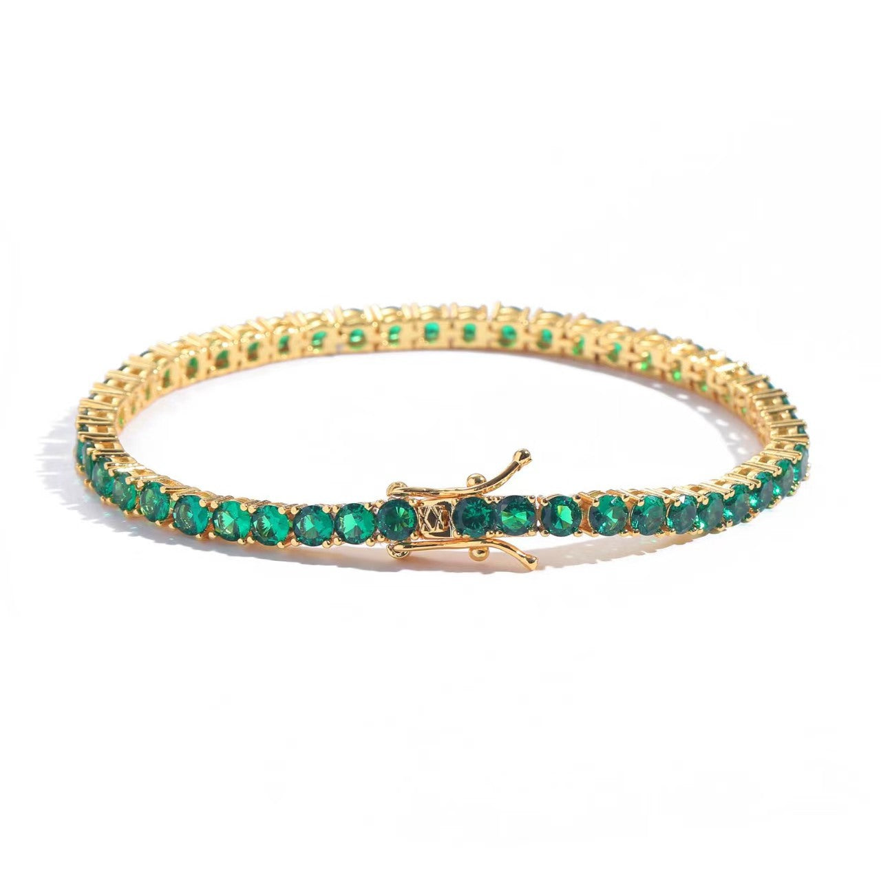 ZEVORA Aliona Virelli Bracelet – Handmade Gold & Emerald Tennis Bracelet