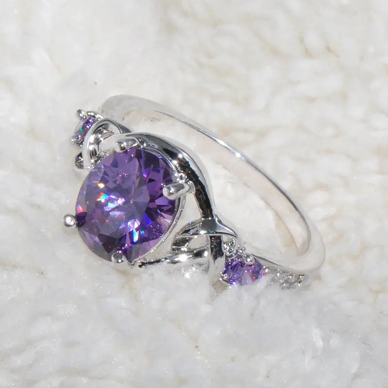 ZEVORA Amethyst Knot Ring – Handmade White Gold & Amethyst Jewelry