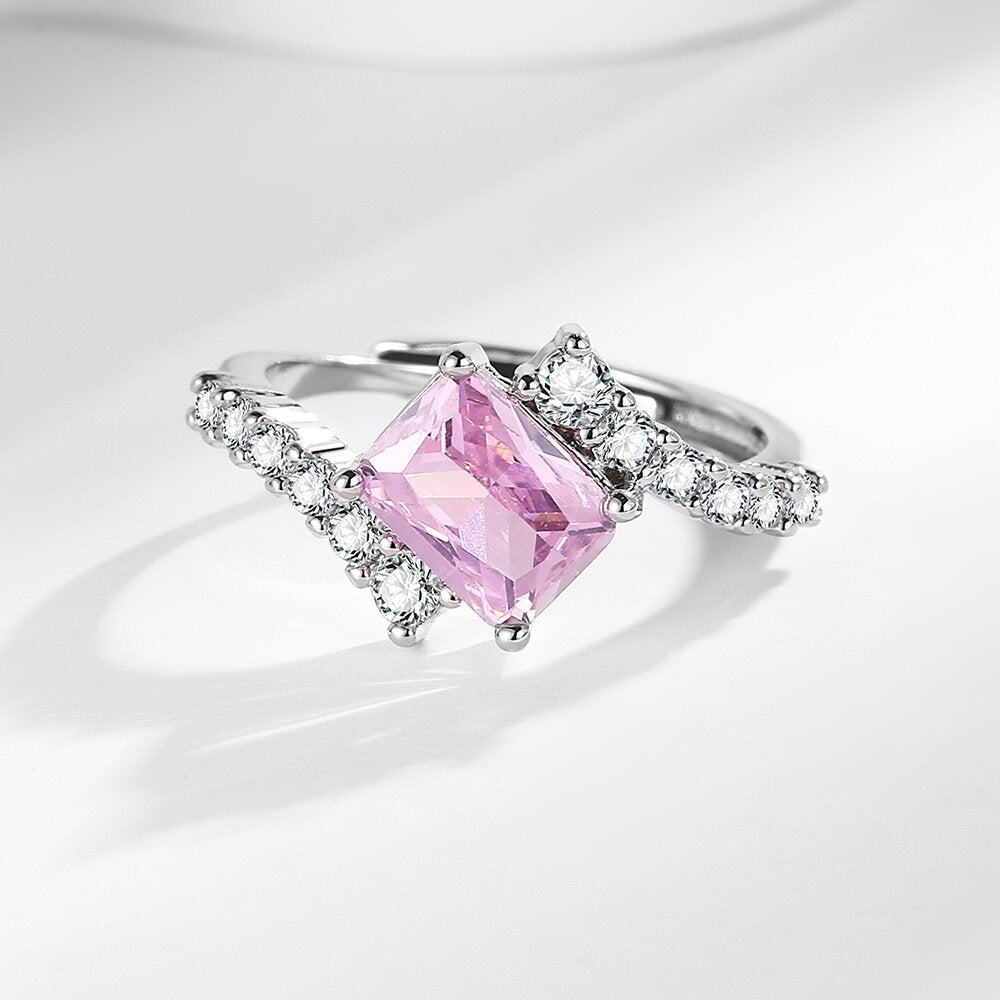 ZEVORA Pink Sapphire Vertex Ring – Handmade White Gold & Pink Sapphire Jewelry