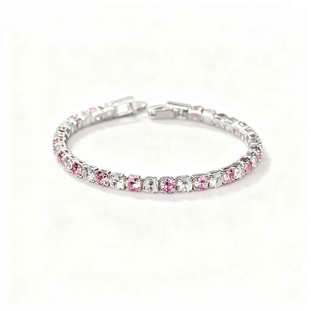 ZEVORA Pink Sapphire Duo Tennis Bracelet – Handmade White Gold & Pink Sapphire Jewelry