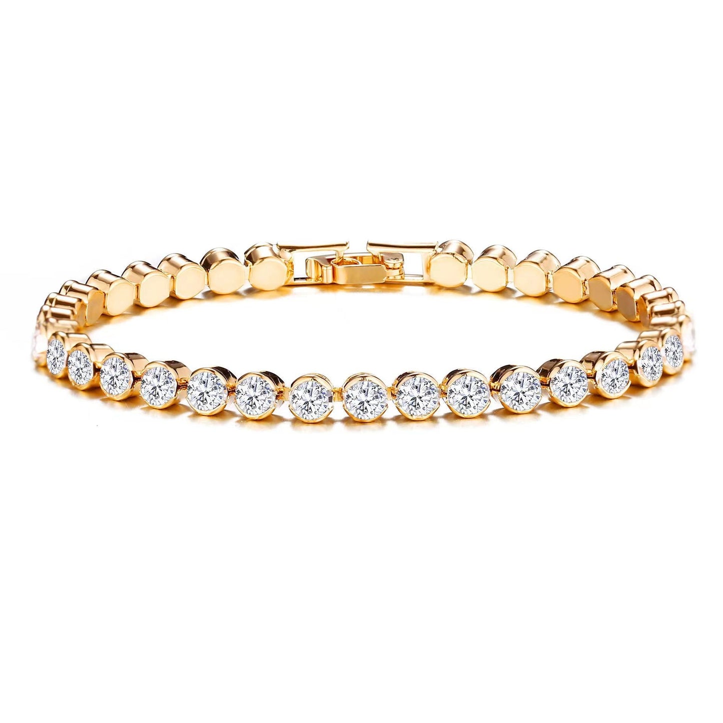 ZEVORA Round Cut Tennis Bracelet – Gold