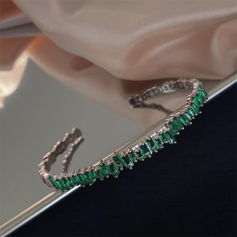 ZEVORA Milena Thalys Bracelet – Handmade White Gold & Emerald Jewelry