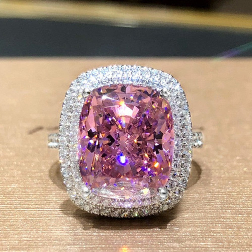 ZEVORA Cushion Pink Sapphire Ring – Handmade White Gold & Pink Sapphire Jewelry
