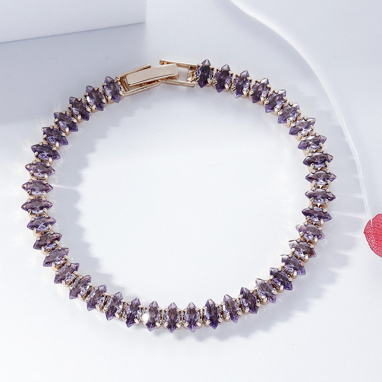ZEVORA Amethyst Marquise Tennis Bracelet – Handmade Gold & Amethyst Jewelry