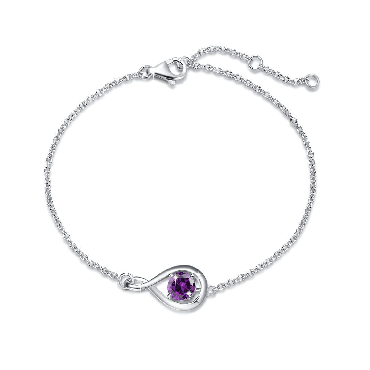 ZEVORA Amethyst Infinity Bracelet – Handmade White Gold Jewelry