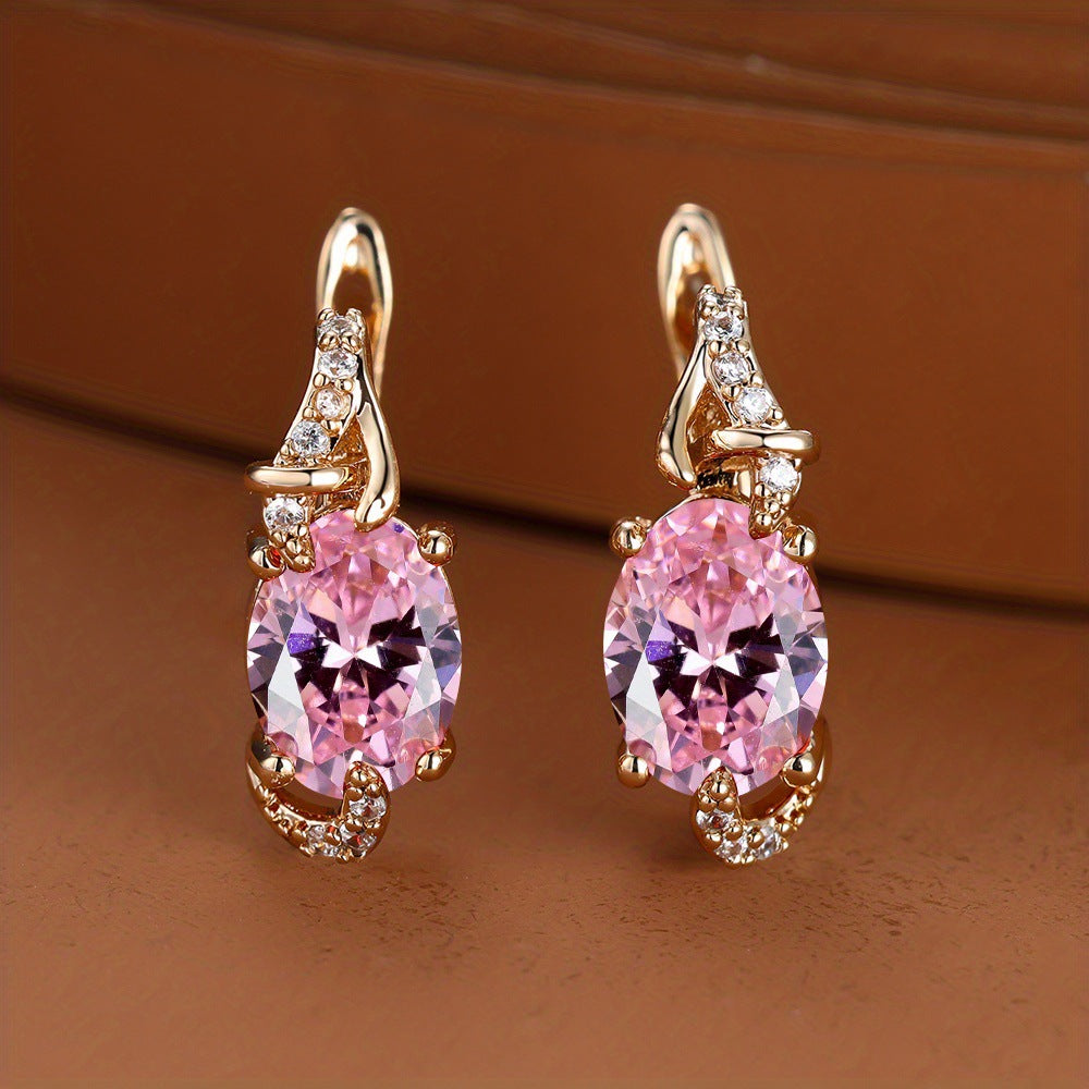 ZEVORA Rose Dawn Drop Earrings – Gold Pink Sapphire Sunrise Drop Earrings