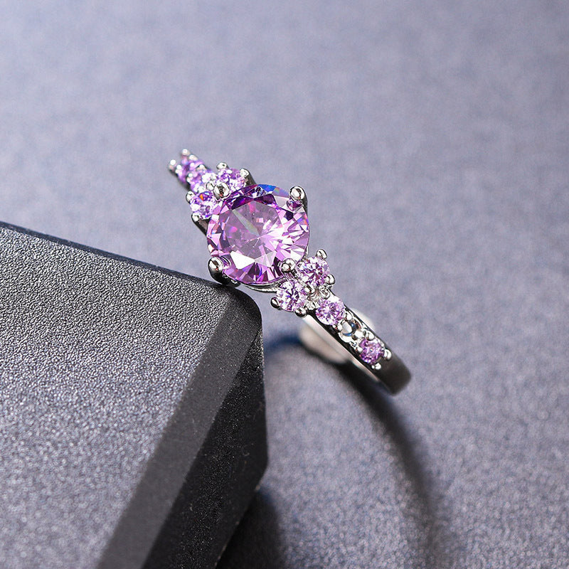 ZEVORA Celia Virelyn Ring – Handmade White Gold & Amethyst Jewelry