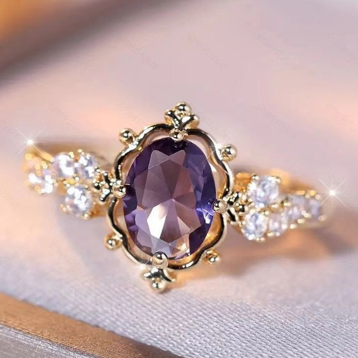 ZEVORA Lavelyn Tiara Ring – Handmade Gold & Amethyst Jewelry