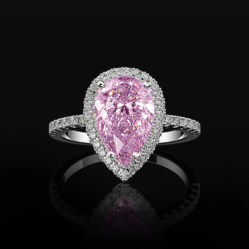 ZEVORA Teardrop Pink Sapphire Ring – Handmade White Gold & Pink Sapphire Jewelry