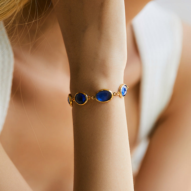 ZEVORA Seraphyne Glacienne Bracelet – Handmade Gold & Sapphire Jewelry