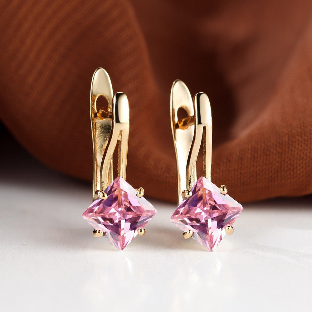 ZEVORA Rosaluxe Crownlight Earrings – Rose Gold Pink Sapphire Crown Halo Earrings