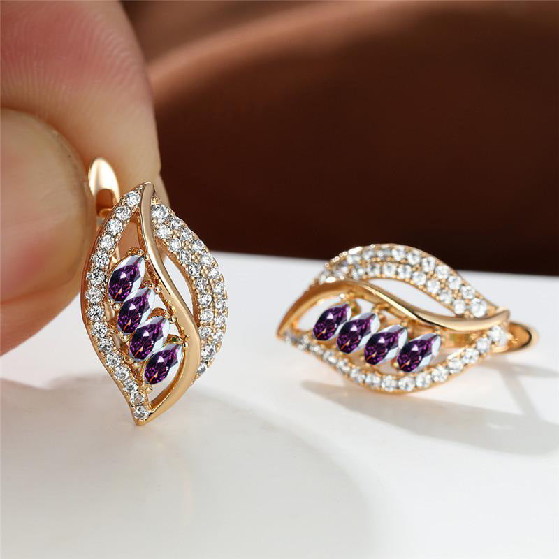 ZEVORA Isola Lilavere Earrings – Rose Gold Amethyst Floral Drop Earrings