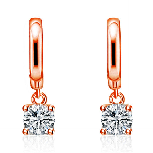 ZEVORA Aurora Square Drop Earrings – Rose Gold Geometric Square Drop Earrings