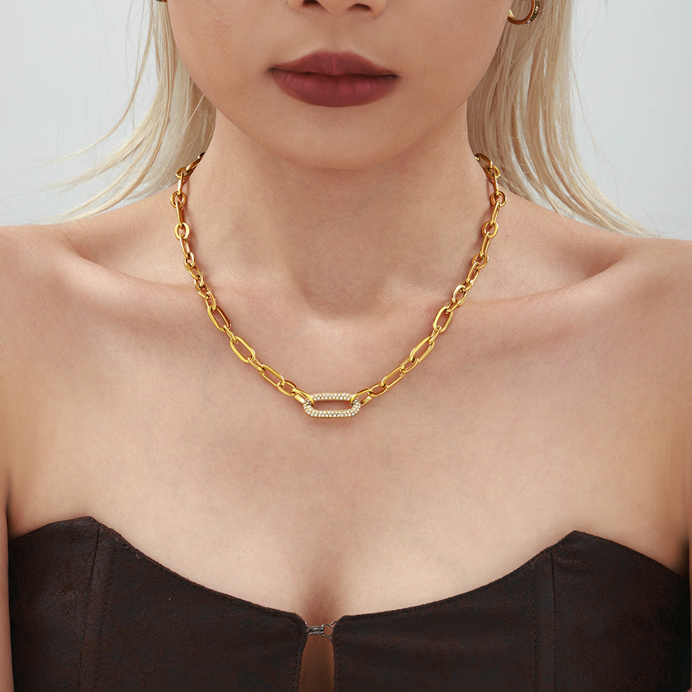 ZEVORA Paved Chunky Chain Link Gold Jewelry Set – Handmade & Hypoallergenic