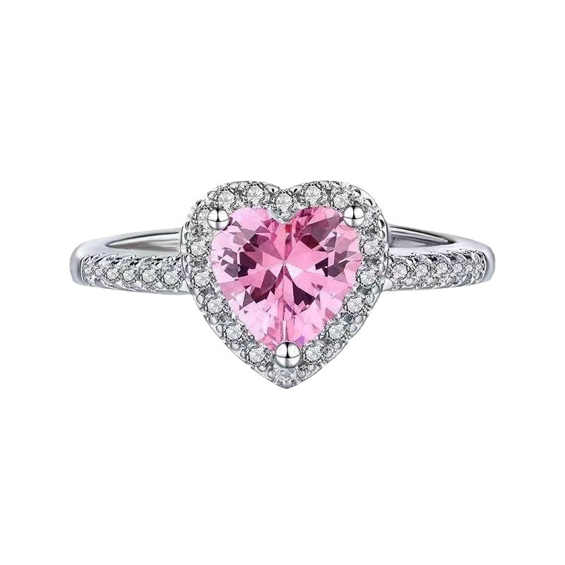ZEVORA Rosekiss Heart Ring – Handmade White Gold & Pink Sapphire Jewelry