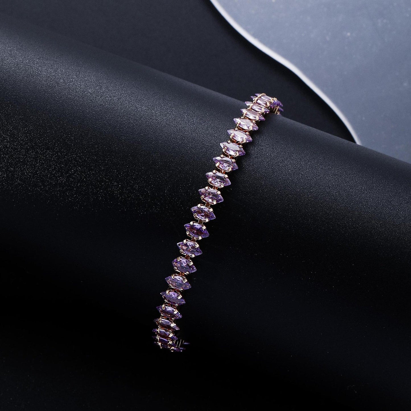 ZEVORA Amethyst Marquise Tennis Bracelet – Handmade Gold & Amethyst Jewelry