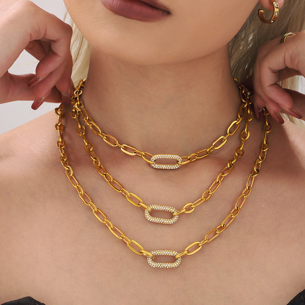 ZEVORA Paved Chunky Chain Link Gold Jewelry Set – Handmade & Hypoallergenic