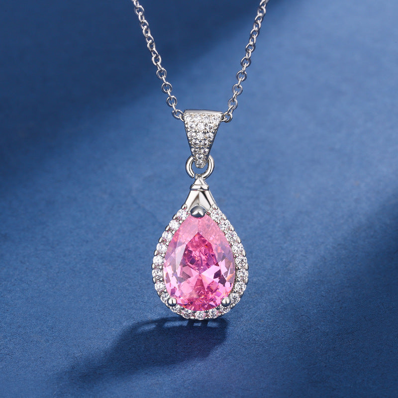 ZEVORA Aria Teardrop Pink Jewelry Set – White Gold