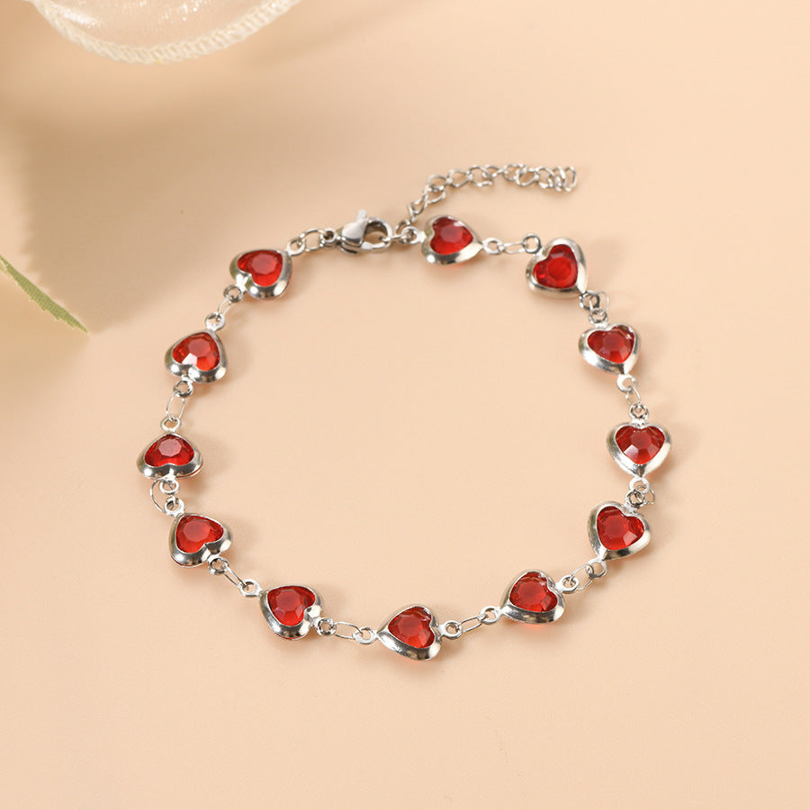ZEVORA Ophelyra Garnetelle Bracelet – Handmade White Gold & Garnet Jewelry