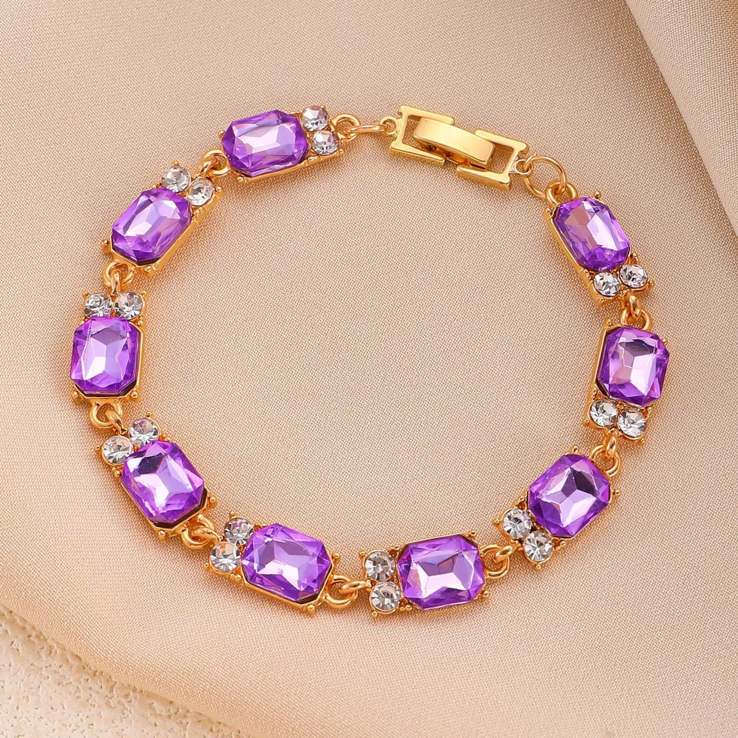 ZEVORA Valleria Amethyst Charm Bracelet – Handmade Gold & Amethyst Jewelry