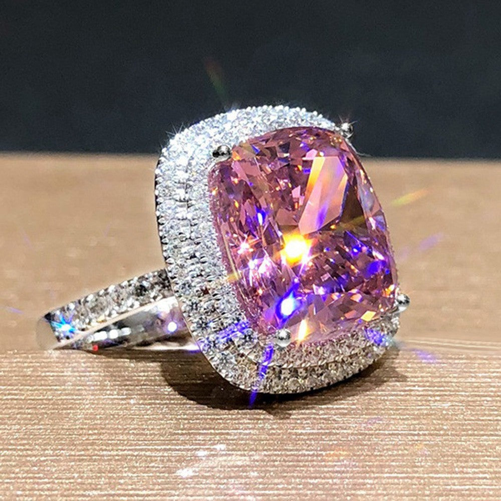 ZEVORA Cushion Pink Sapphire Ring – Handmade White Gold & Pink Sapphire Jewelry