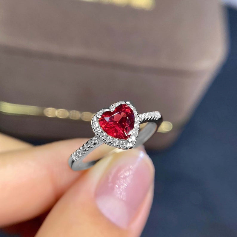 ZEVORA Delara Carmessia Ring – Handmade White Gold & Ruby Jewelry