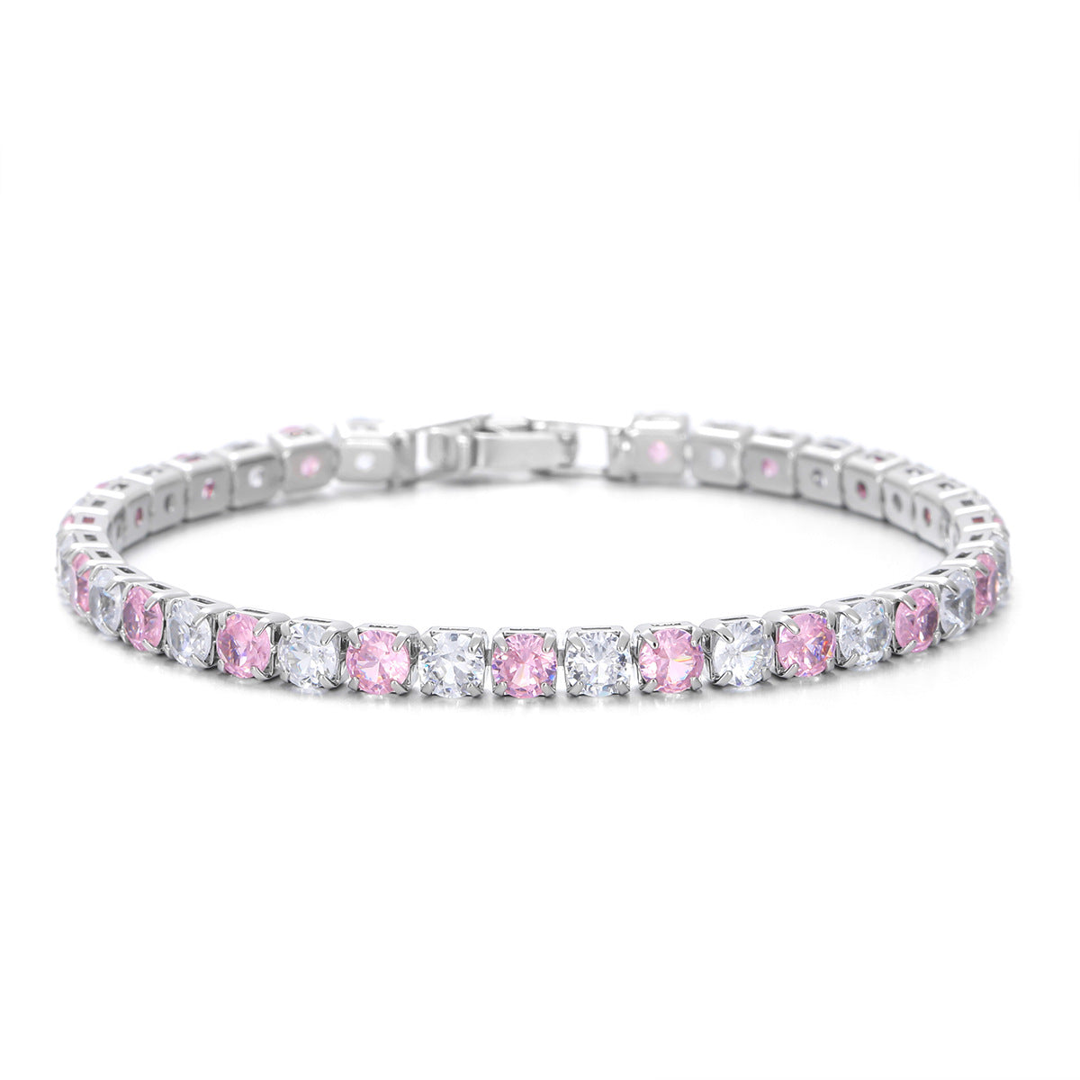 ZEVORA Pink Sapphire Duo Tennis Bracelet – Handmade White Gold & Pink Sapphire Jewelry