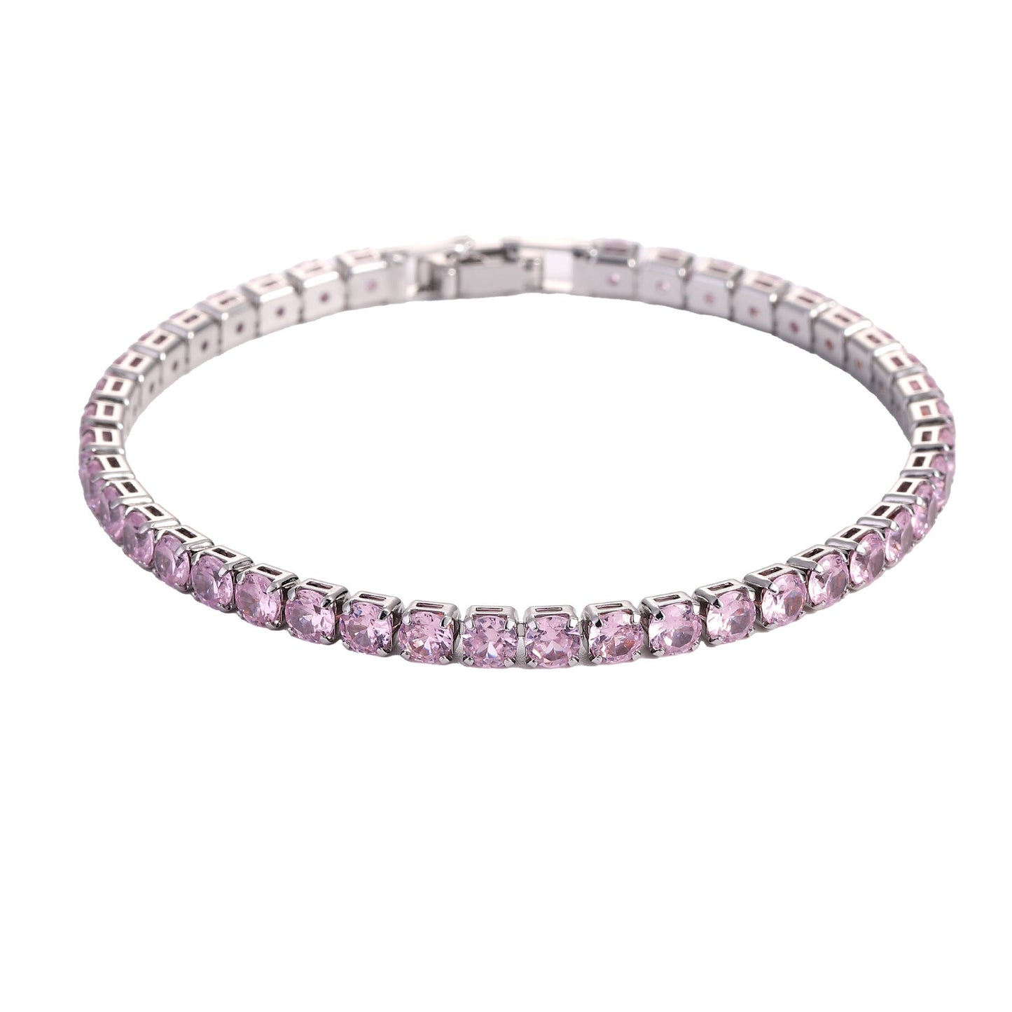 ZEVORA Pink Sapphire Tennis Bracelet – Handmade White Gold & Pink Sapphire Jewelry