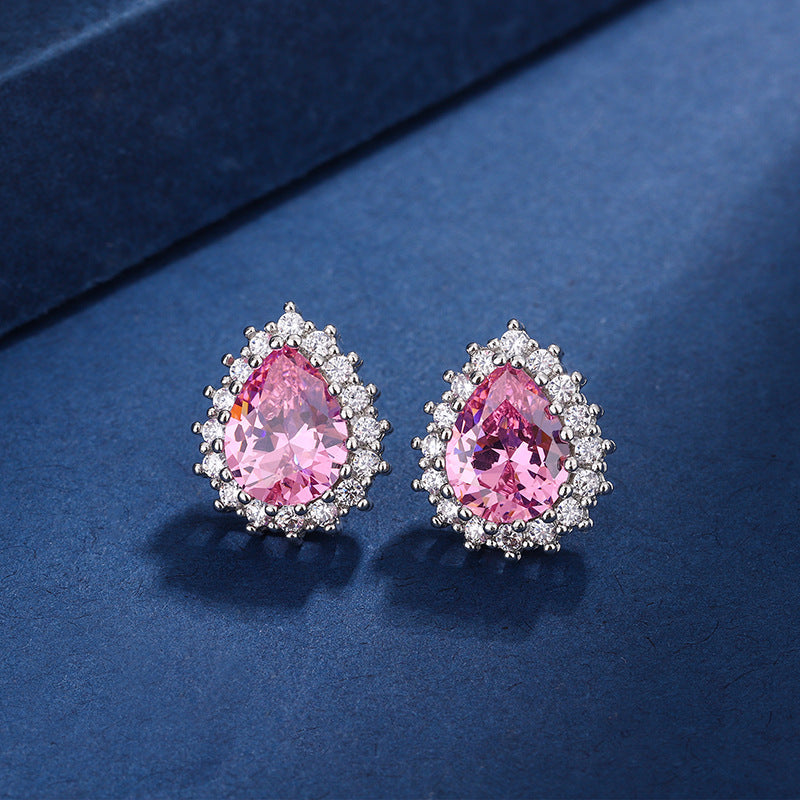 ZEVORA Aria Teardrop Pink Jewelry Set – White Gold