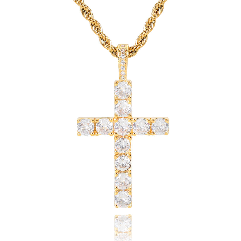 ZEVORA Moissanite Cross Necklace – Gold