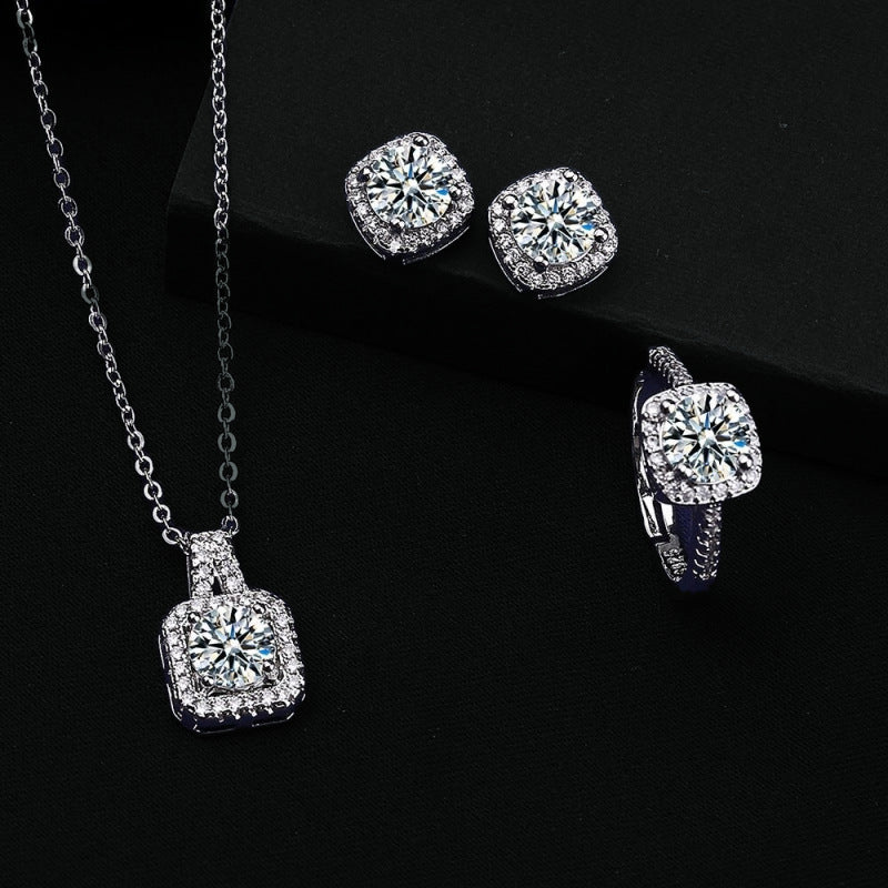 ZEVORA Elena Crystal Jewelry Set – White Gold