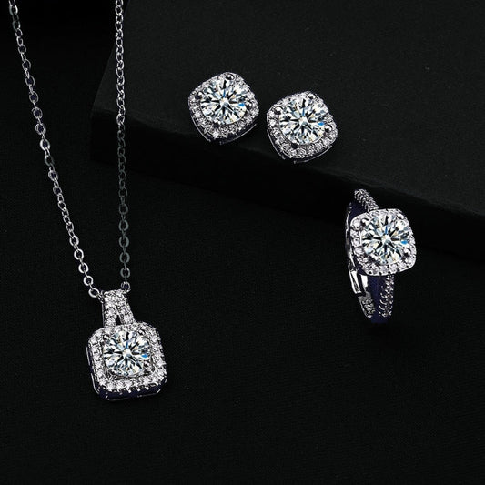 ZEVORA Elena Crystal Jewelry Set – White Gold