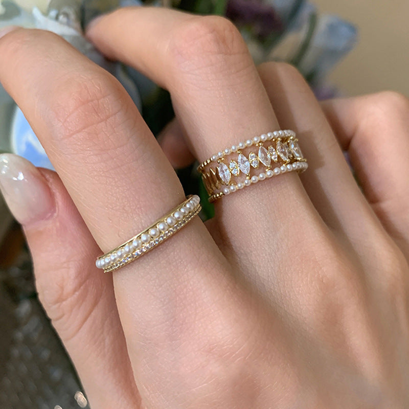 ZEVORA Elodie Vance Ring Set – Handmade Gold Stackable Ring Set