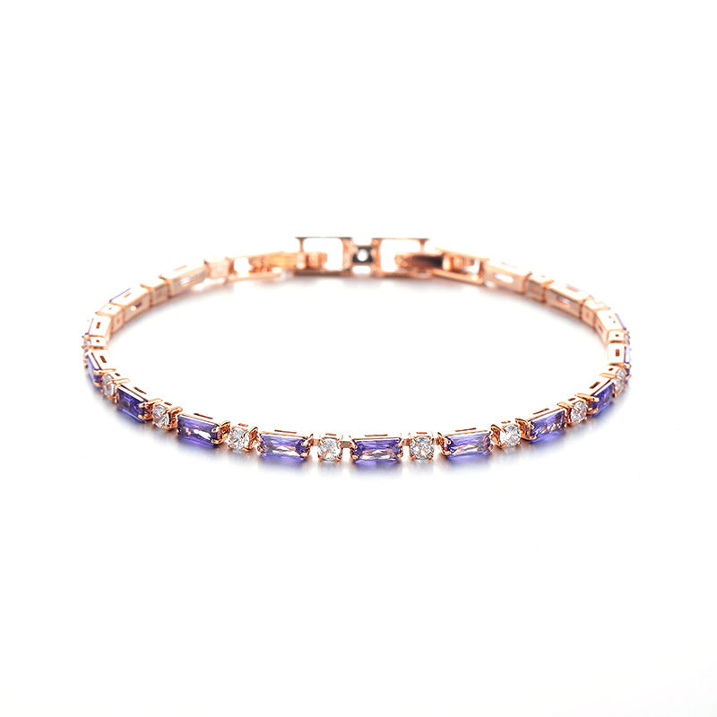 ZEVORA Amethyst Prism Tennis Bracelet – Handmade Rose Gold & Amethyst Jewelry