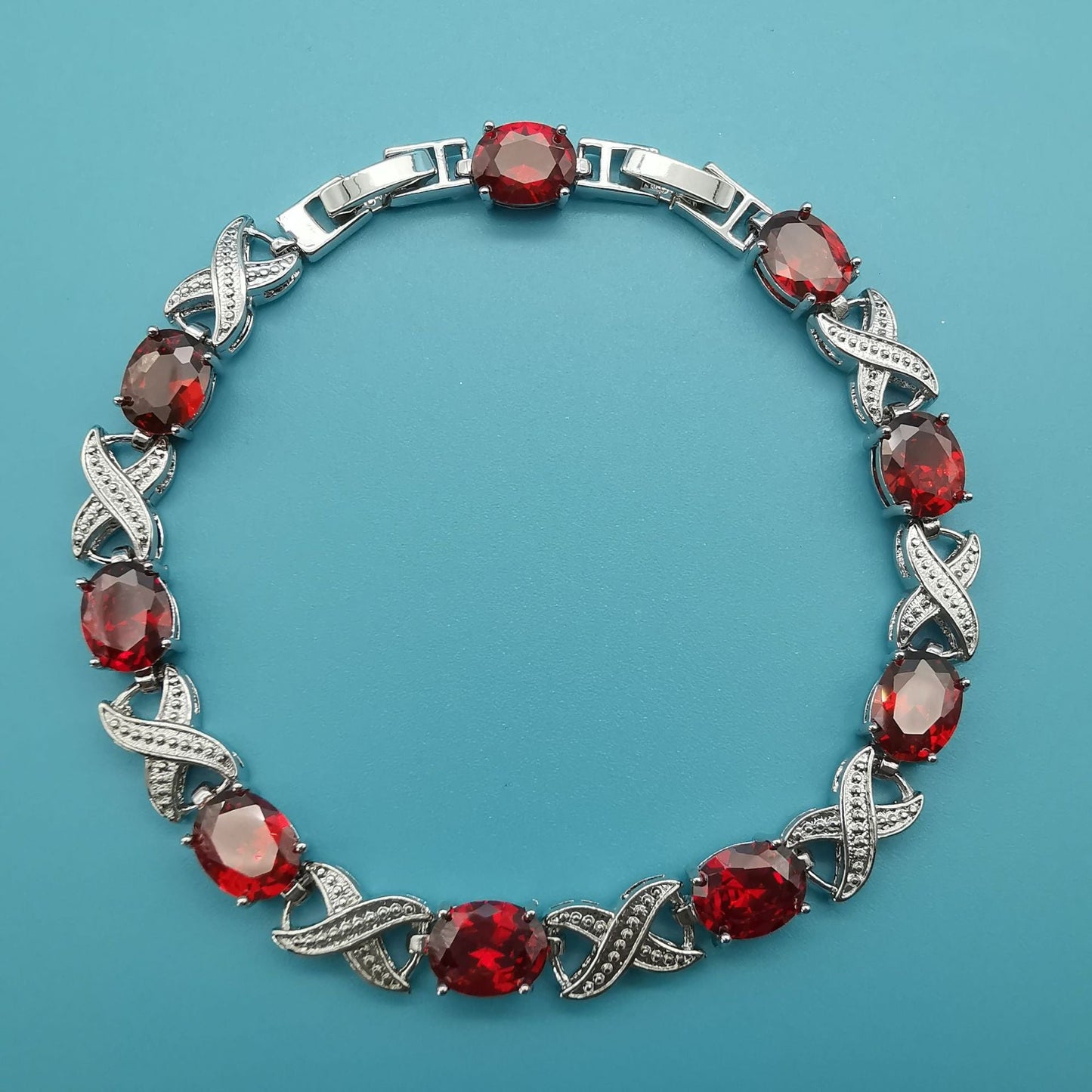 ZEVORA Alendra Flameaux Bracelet – Handmade White Gold & Ruby Jewelry