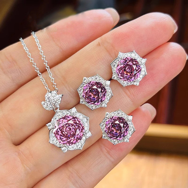 ZEVORA Amara Pinkdawn Jewelry Set – White Gold