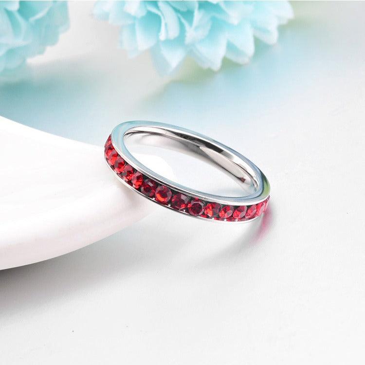 ZEVORA Ruby Eternity Band Ring – Handmade White Gold & Ruby Jewelry