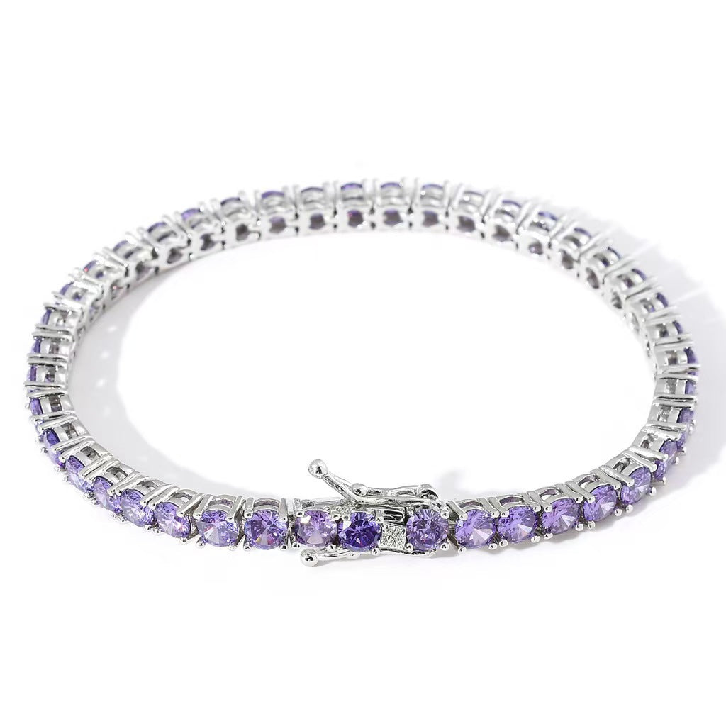 ZEVORA Amethyst Tennis Bracelet – Handmade White Gold & Amethyst Jewelry
