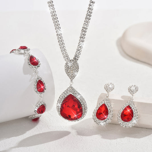 ZEVORA Thalira Bloodwynne 18K White Gold Jewelry Set – Handmade & Hypoallergenic