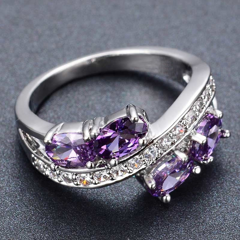 ZEVORA Lavender Flow Ring – Handmade White Gold & Amethyst Jewelry
