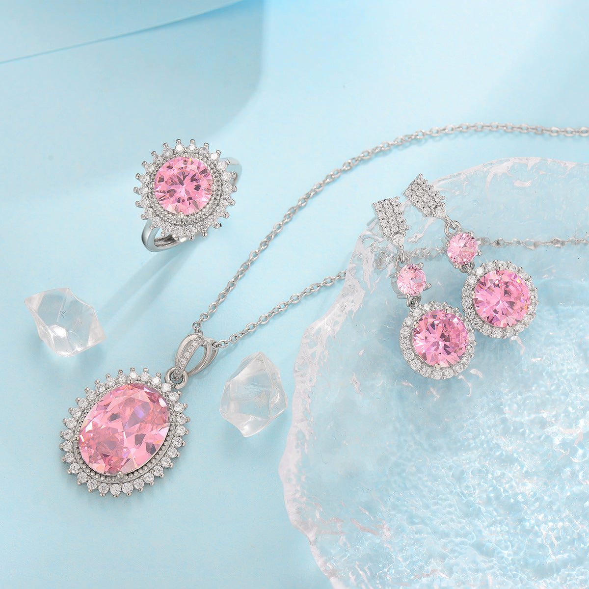 ZEVORA Aurielle Solwyn Blue Jewelry Set – White Gold