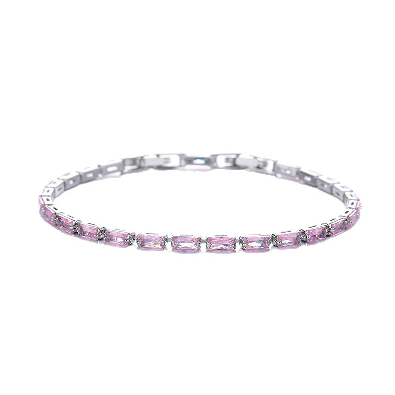 ZEVORA Pink Sapphire Prism Tennis Bracelet – White Gold