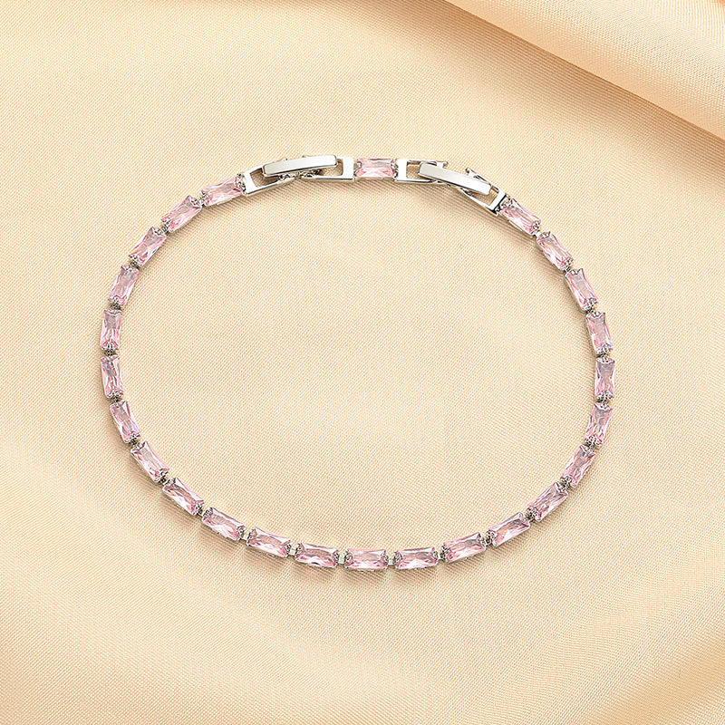 ZEVORA Pink Sapphire Prism Tennis Bracelet – White Gold